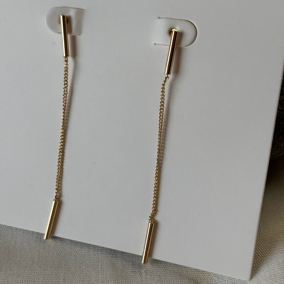Ettika Revolve Delicate Gold Dainty Chain Dangle Earrings NWT Minimalist Gift - Picture 3 of 4